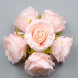 Large Silk Blooming Pink White Roses Artificial Flower Head For Wedding Decoration Diy Wreath Gift Scrapbooking Big Craf jllFZE