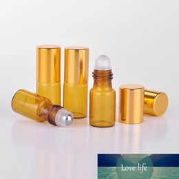 20pcs 3ML 5ML 10ML Amber Roll On Roller Bottle for Essential Oils Refillable Perfume Bottle Deodorant Containers With Gold Lid