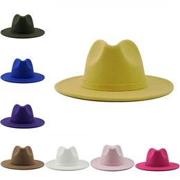 Autumn Winter Cap hats Men Women Wide Brim Wool Felt Jazz Fedora Hats British style Trilby Party Formal Caps