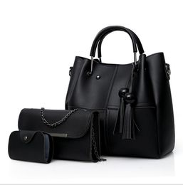 HBP 2021 style big bag European and American trend PU leather ladies handbag three-piece simple single shoulder brown blue pink