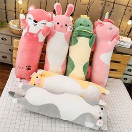 Cartoon Long Animals Plush Toy Squishy Sleeping Friend Stuff Cat Bunny Pig Dinosaur Unicorn Doll Christmas Gift 70/90/120cm 220209