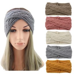 Winter keep warm knitting headband Women's Woollen yarn hair band outdoors sports hair Headwear Yoga Head Band Party Favour T9I00866