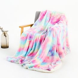 Newblanket bedding cover rainbow tie dyed air conditioning blanket nap blanket Woollen blanket