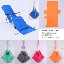 New Beach Chair Cover 9 Colors Lounge Chair Cover Blankets Portable With Strap Beach Towels Double Layer Thick Blanket by sea BBB14483