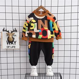 Children Autumn Suit Long Sleeved Fashion Clothes 1-4 Years Old Baby Boys Western Style Sweatershirt + Trousers Set Kids Outfits LJ201203