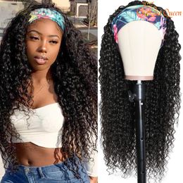 Water Wave Headband Wig No Lace Wig for Women 150% Water Wave Human Hair Wig