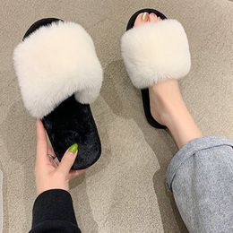 Women Slippers Woman Plush Soft Faux Fur Female Slippers Candy Coloured Ladies Flat Shoes Home New Warm Winter Y201026