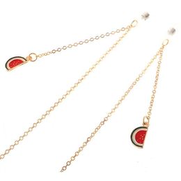 Cute Fashion Small Fruit Watermelon Pendant Glasses Chain For Women Kids Charm Sunglasses Chain Metal Hanging N jllMKP