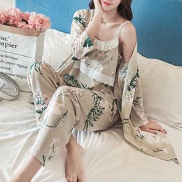 3pcs/Set Cotton Postpartum Pregnant Women Breastfeeding Suit Long-sleeved Pajamas Home Clothes LJ201119