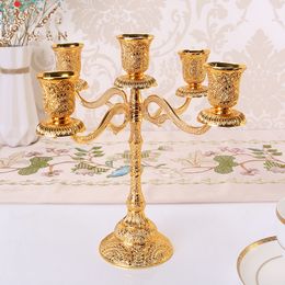 IMUWEN Metal Candle Holders Hollow Design Candlestick Tabletop Candle Stand Wedding Decoration Candelabra Home Decor Candelabrum LJ201018