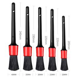 Car Exterior Interior Detail Brush 5PCS Boar Hair Bristles for Cleaning Auto Tools Dashboard