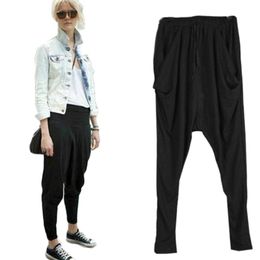 New Women Elastic High Waist Harem Pants Pleated Sweatpants Hot Dance Trousers Black Loose Plus Size Hip Hop Pants 201109