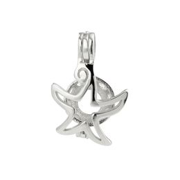 Star Wish Pearl Gift 925 Sterling Silver Sea Star Cage Pendant for Pearl Mount 2 Pieces