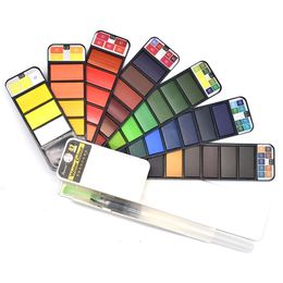 Superior18/25/33/42 Colours Solid Watercolour Set With Free Water Colour Paint Brush Creative Pigment For Drawing Art Supplies 201226