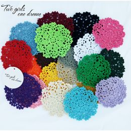 50pcs/lot Hand Hook Flower Coaster 10cm Lace Flowers Wholesale Handmade Doily Crocheted Cup Mat Round Place mats T200703