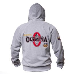 2019 New OLYMPIA Men Gyms Hoodies Gyms Fitness Bodybuilding Sweatshirt Pullover Sportswear Male Workout Hooded Jacket Clothing X1227