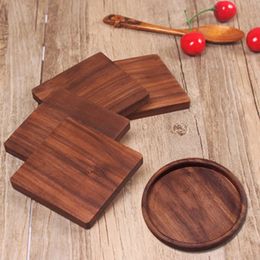 Wood Placemats Decor Heat Resistant Drink Pad Home Table Tea Coffee Cup Mat Square Round Drink Mat