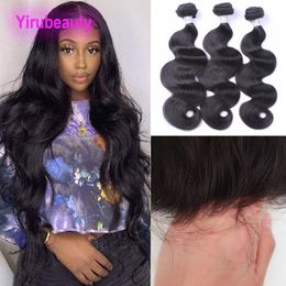 Peruvian Unprocessed Virgin Human Hair HD 13X4 Lace Frontal Baby Hair Body Wave Extensions 4 Pieces/lot Yirubeauty Remy Wefts Natural Colour