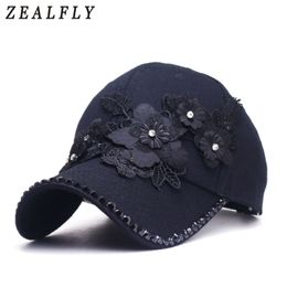 New Brand Baseball Cap For Girls Lifelike Flowers Women Summer Caps Casual Sun Casquette Luxury Rhinestones Hip Hop Hat Y200714