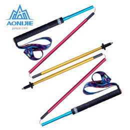 2PCS AONIJIE E4201 Lightweight Folding Collapsible Quick Lock Trekking Pole Hiking Trail Running Walking Stick Carbon Fiber 220104