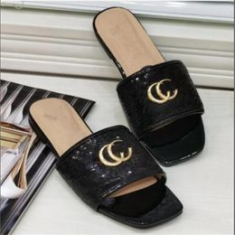 Women Luxury Desinger Slippers Sandals Fashion Sequin Flip Flops Summer Ladie Shoe Flippers Flipflog