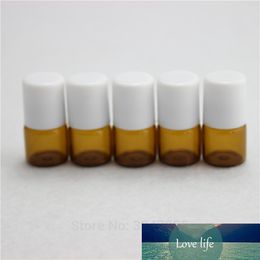 1ML 100pcs/lot Portable Empty Glass Roll on Perfume Bottle, DIY Amber Mini Essential Oil Sample Bottle, Cosmetic Roll on Bottle