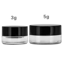 3g 5g Thick Bottom Glass Cream Jar Eye Cream Bottles Small Sample Bottle with Black Lid WB3244