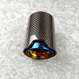 1 Piece Blue Stainless Steel Tail Rear Round Exhasut Muffler Tips Pipe For M2 M3 M4 Car Accessories