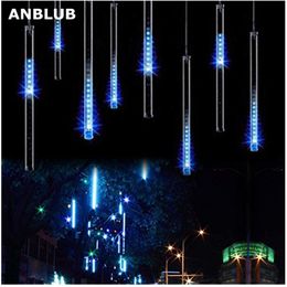 ANBLUB 30cm 50cm Waterproof LED Meteor Shower Rain Lights 8 Tubes For Outdoor Holiday Christmas Tree Decoration With EU/US Plug Y200903