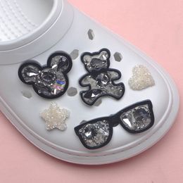 Bear sunglass heart star charm with resin material shoe charms