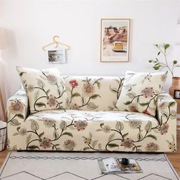 Floral Printing Stretch Elastic sofa cover sofa towel Slip-resistant sofa covers for living room fully-wrapped anti-dust LJ201216