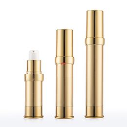 5ml 10ml 15ml 20ml 30ml Gold Empty Airless Pump Container Travel Metal Essential Lotion Cream Cosmetic Bottle With Pumphigh qualtity