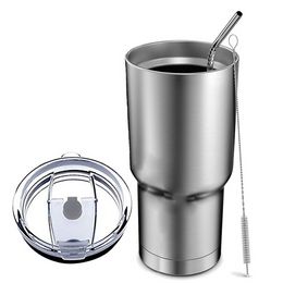 Stainless Steel Tumbler Cup with Lid Straw 30 Oz Double Wall Vacuum Flask Insulated Beer Cup Drinking Thermoses Coffee Wine Cup CG001