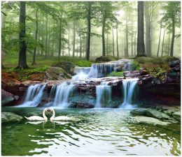 Custom Photo Wallpapers murals for walls 3d Idyllic forest stream waterfall forest landscape painting living room TV background wall papers