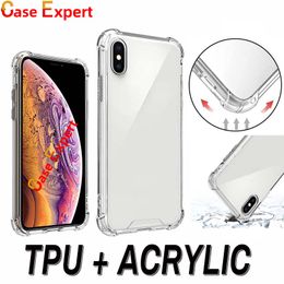 Transparent Shockproof Acrylic Bumper Clear Soft TPU PC Hard Cases Cover for iPhone 13 12 Pro MAX XR XS Samsung S21 Plus