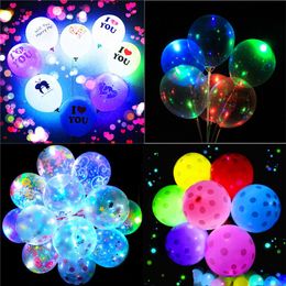Valentine's Day Luminous Balloon Lovers Transparent LED Bobo Air Balls for Christmas New Year Brithday Wedding Party Decor Gift E121803
