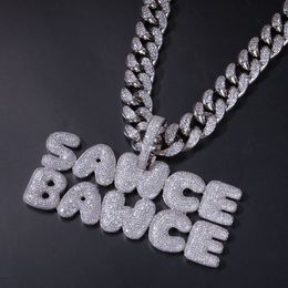 Hip Hop Custom letters Necklace Combination Words Name With Big Clasp Chain Full Iced Cubic Zirconia Jewellery
