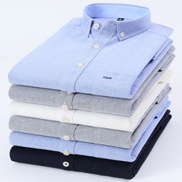 Casual Pure Cotton Oxford Mens Dress Shirts White Long Sleeve Chemise Homme Regular Fit Male Fashion Design Blouse LJ200925