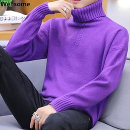 Autumn New Solid Colours Jumper men Turtleneck Sweater Dress winter High Elasticity Slim Pullover Men Knitwear Men Clothing 7873 201124