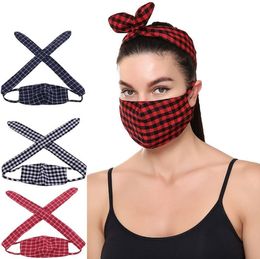 Creative Plaid 3D Printed Mask Winter Thermal Dust Respirator Headband Integrated Face Masks 8 Colours YL1394