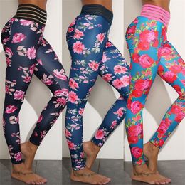 Pants Women Legging Running Sport Fitness Leggings Stretching Slimming Hip Up Gym Pant Flower Jogging Pants flower leggins 201014