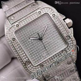 DRF Paved Simulated Diamonds Dial Silver Diamonds Bracelet ETA A2824 Automatic Mens Watch Best Edition Hip Hop Bling Jewellery Puretime E235