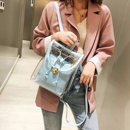Designer-New Fashion Bag Beach Female Jelly Bag Lady Transparent Casual Backpack Multi Function School Backpack322d