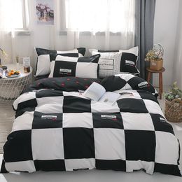 Cotton Bedding Set 4pcs With Duvet Cover Bed Sheet Pillowcase Children Stripe Bed Linen Set King Queen Full Twin Size Y200111