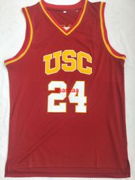 24 Brian Scalabrine Men Jersey Southern California USC Jersey College Mens Basketball Jerseys Red Sports Jersey