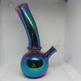 7.9 inch Height 14mm Male Bowl Glass Bong Hookah Rainbow Bubbler Ball Base Smoking Shisha Water Pipe Tobacco Recycler Beaker