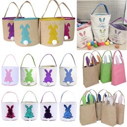 Easter Basket Bunny Tote Bag Rabbit Tail Buckets Easter Handbag Kids Gift Bag Happy Easter Decoration