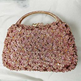 Evening Bags XIYUAN Pink Rhinestone Crystal Floral Clutch 2021 Clutches Handbag Fashion Female Chain Diamond Party Bags1