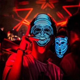Unique Sound Halloween Mask LED EL Night Light Cosplay Mask for Festival Party Costume T200907