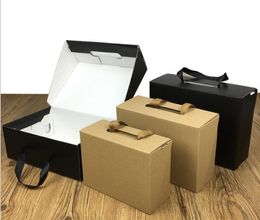 Eco-Friendly Kraft Paper Gift Wrap Box Black/Brown 4 Size Foldable Carton Packaging Box Suitable For Clothes and Shoes